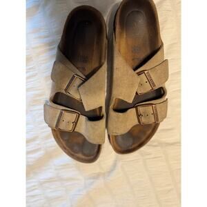 Birkenstock Footbed Sandals Camel Beige Brown Classic Slip on Shoe Sz: 7.5